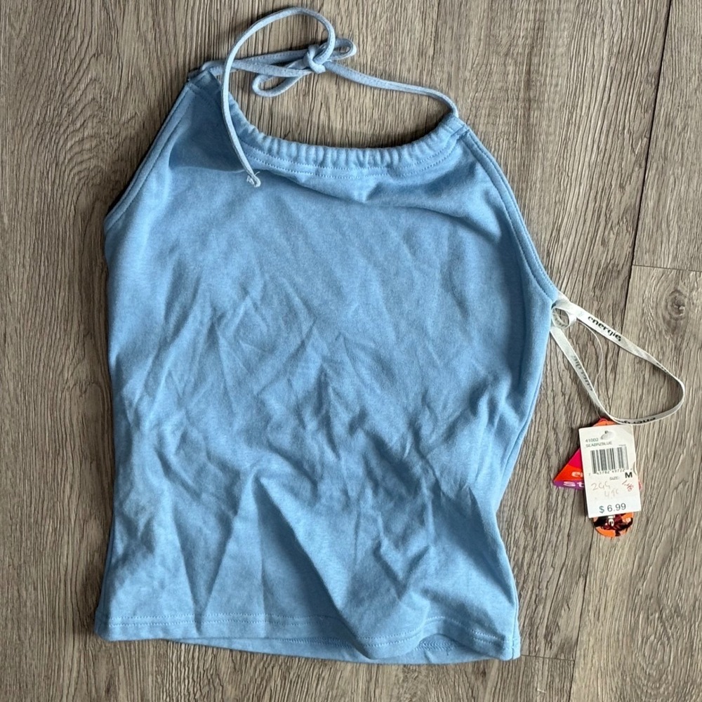 Energie Vintage Y2K 90's Light Blue Halter Top Tie Neck Size M NWT‎ baby *read